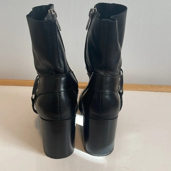 Steve Madden Jiffie Black Leather Moto Biker Boots Size 6.5 - Picture 6 of 8